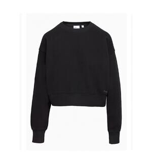 ARITZIA Cozy Fleece Boyfriend Boxy Cropped Crewneck Black Medium